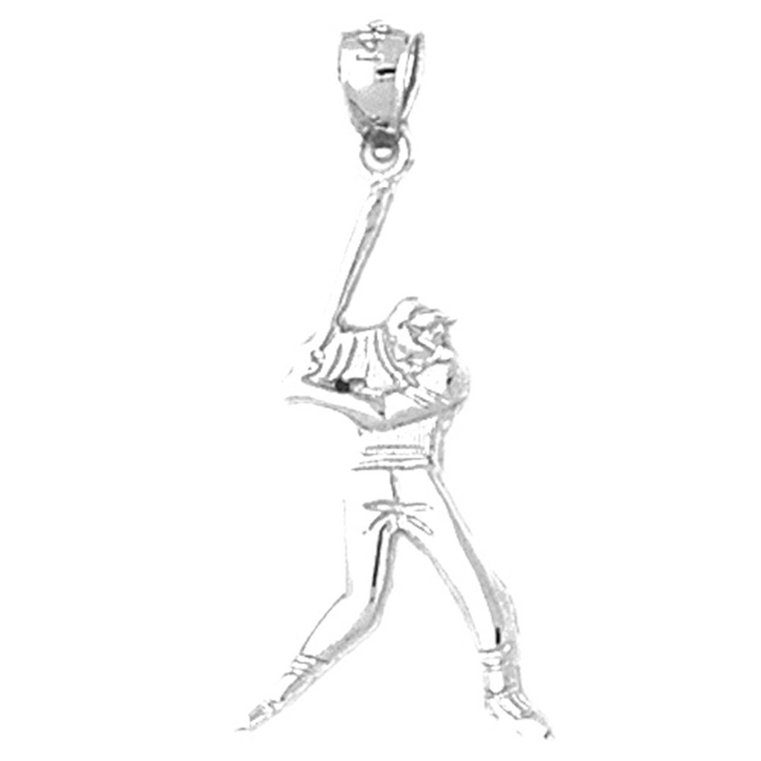 Sterling Silver Baseball Player Pendant