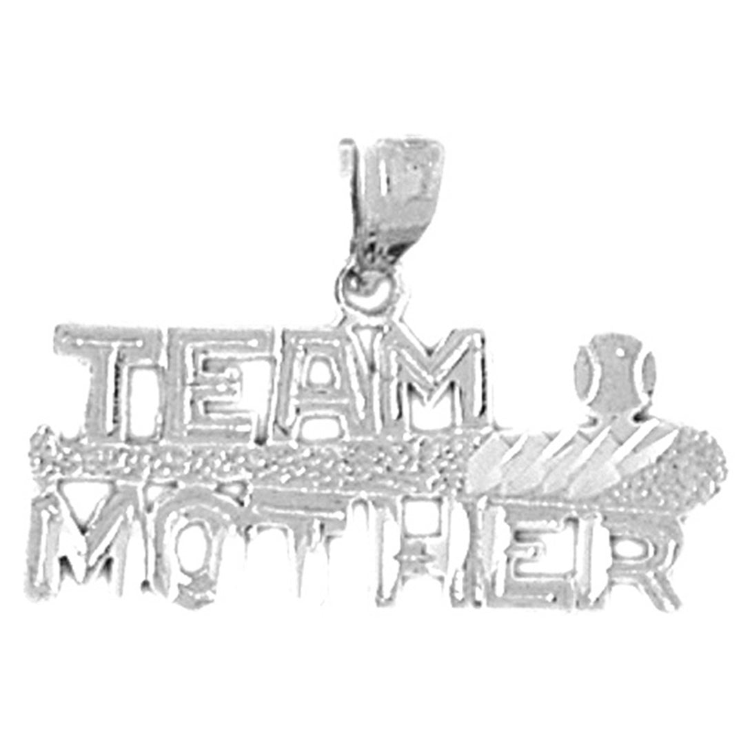 Sterling Silver Team Mother Ball And Bat Pendant