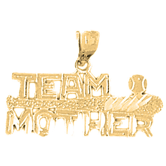 Yellow Gold-plated Silver Team Mother Ball And Bat Pendant
