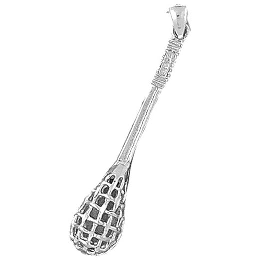 Sterling Silver 3D Lacrosse Stick Pendant