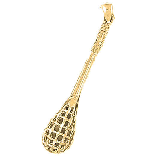 Yellow Gold-plated Silver 3D Lacrosse Stick Pendant