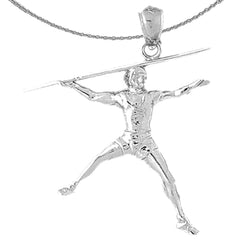 Sterling Silver Man With Spear Pendant (Rhodium or Yellow Gold-plated)