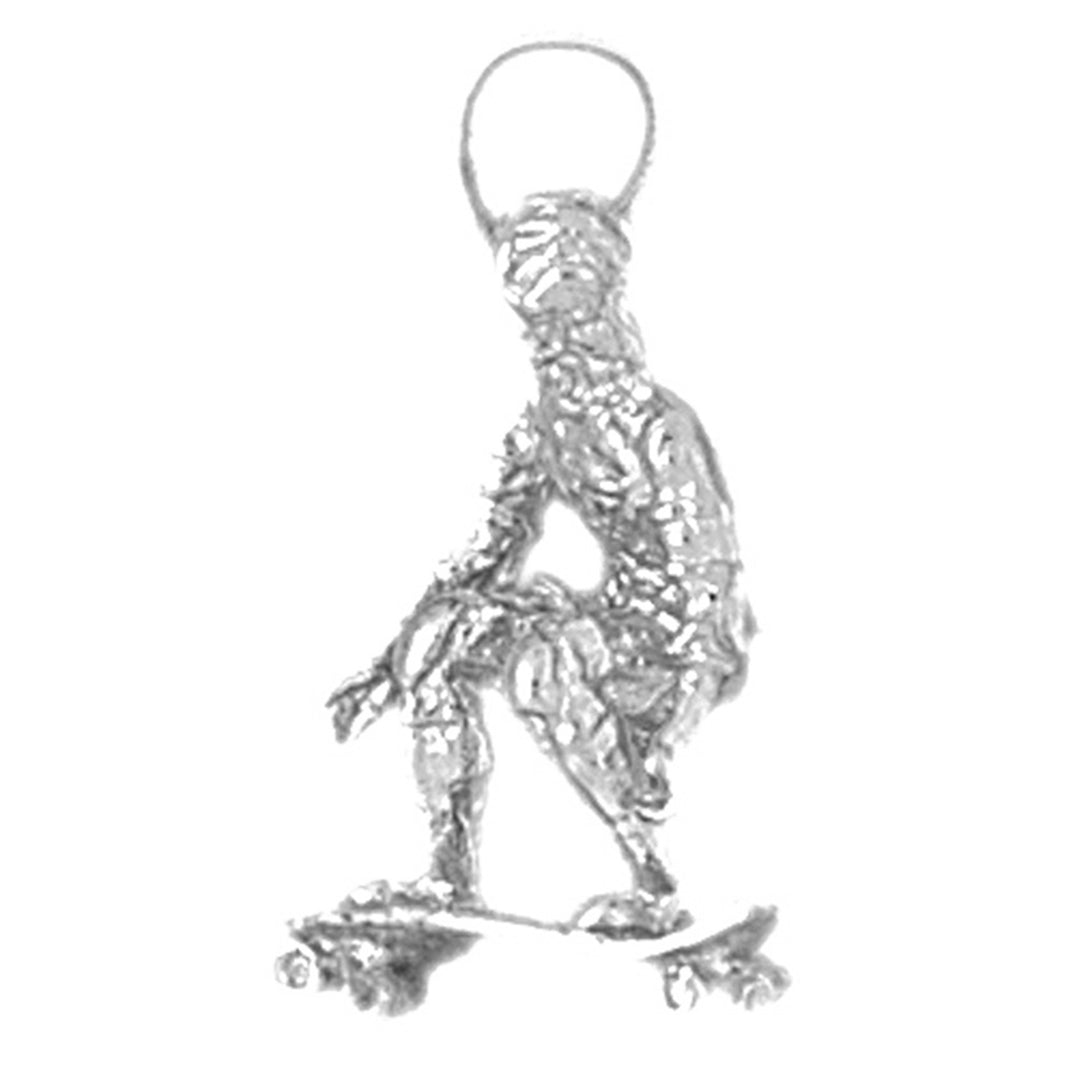 Sterling Silver 3D Skater/Skate Boarder Pendant