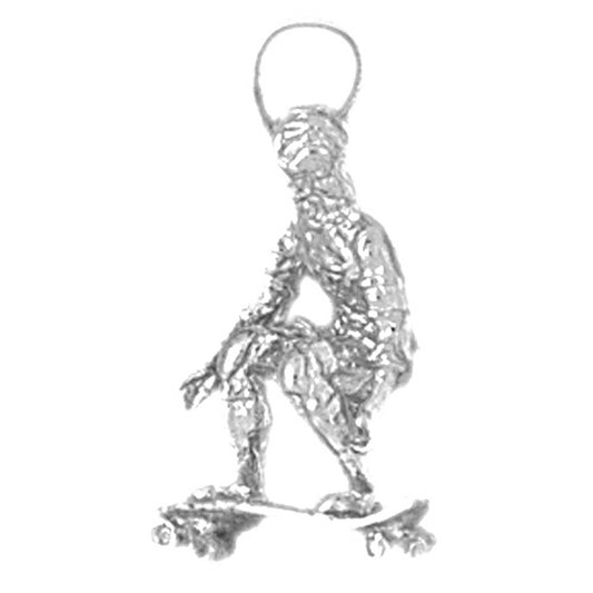 Sterling Silver 3D Skater/Skate Boarder Pendant