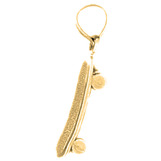 Yellow Gold-plated Silver 3D Skate Board Pendant