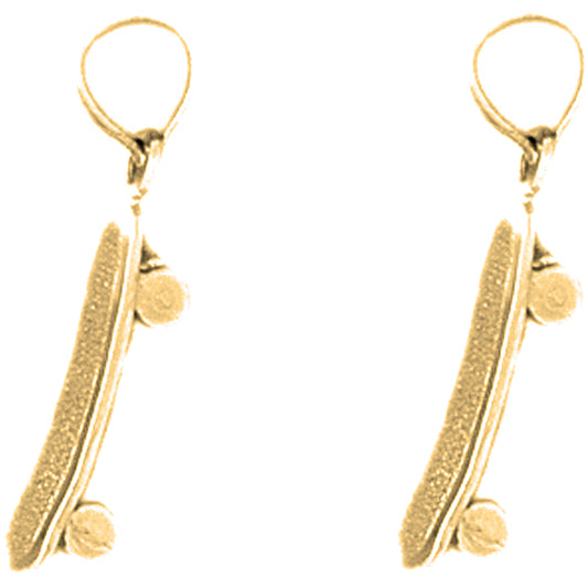 Yellow Gold-plated Silver 23mm 3D Skate Board Earrings