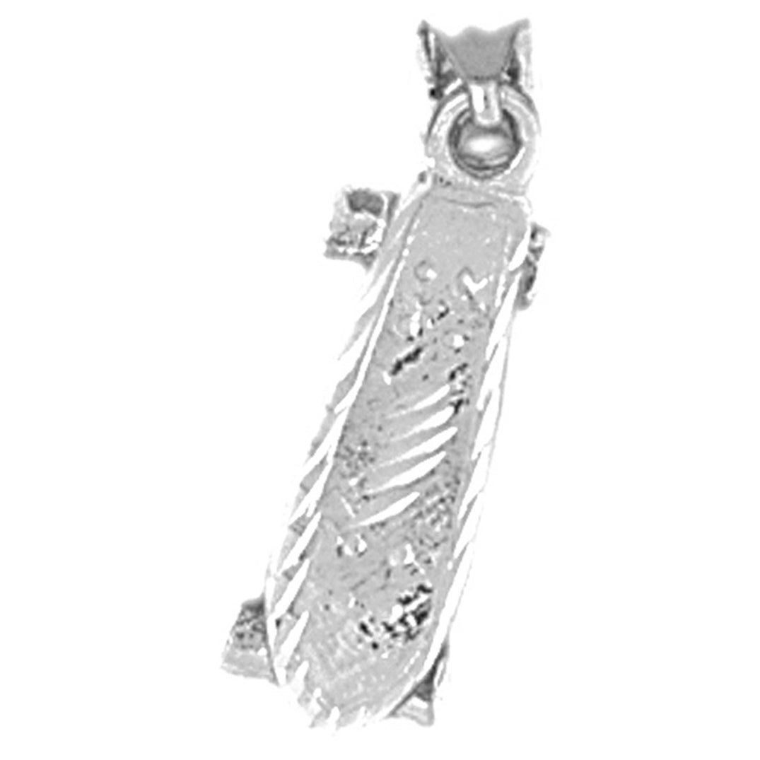 Sterling Silver 3D Skate Board Pendant