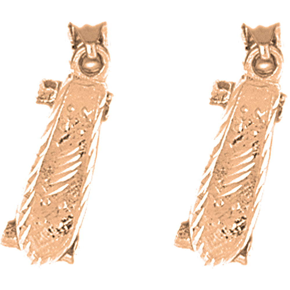 14K or 18K Gold 21mm 3D Skate Board Earrings