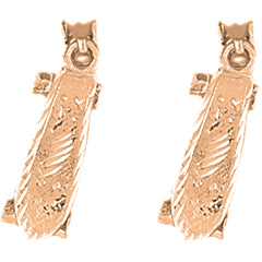 14K or 18K Gold 21mm 3D Skate Board Earrings