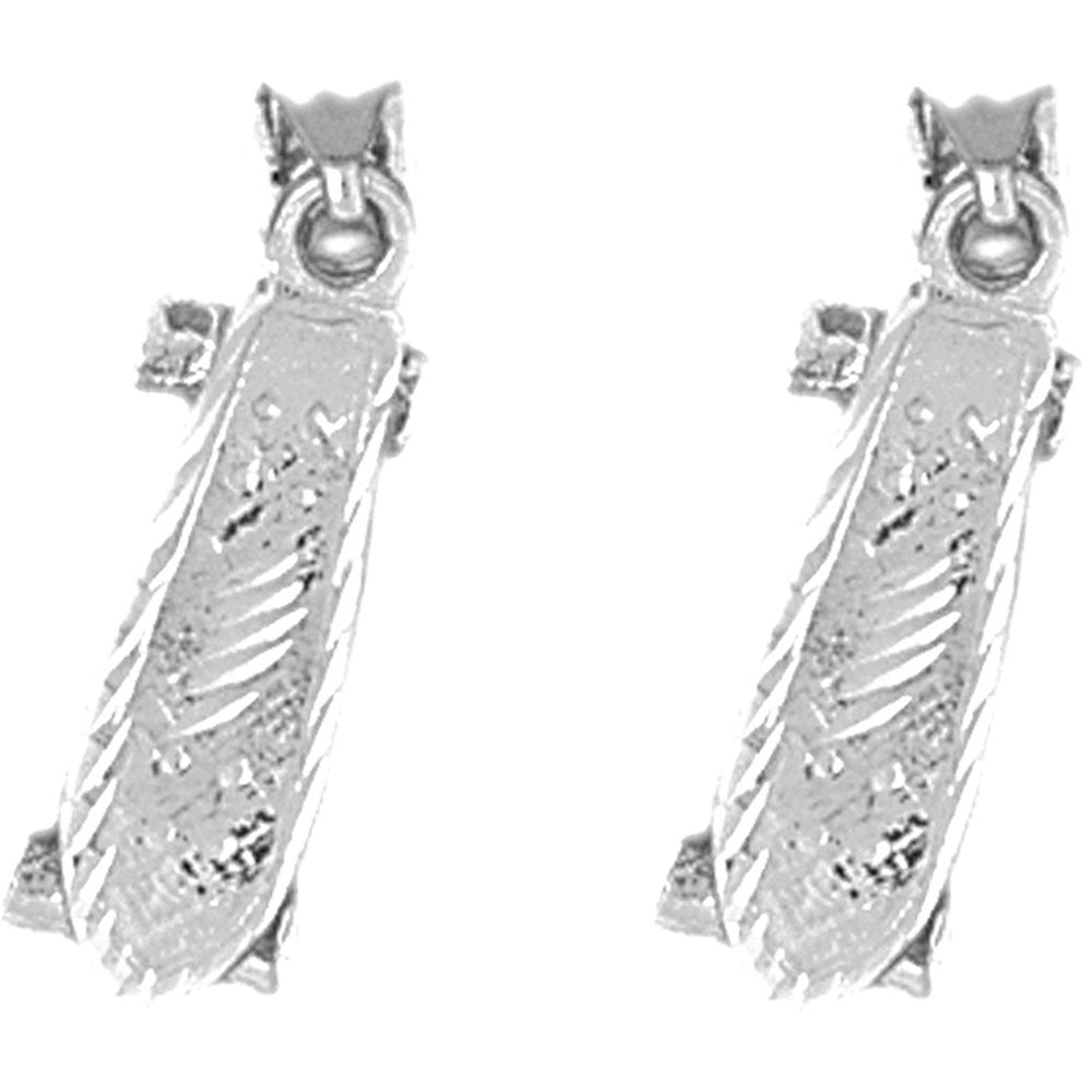 Sterling Silver 21mm 3D Skate Board Earrings