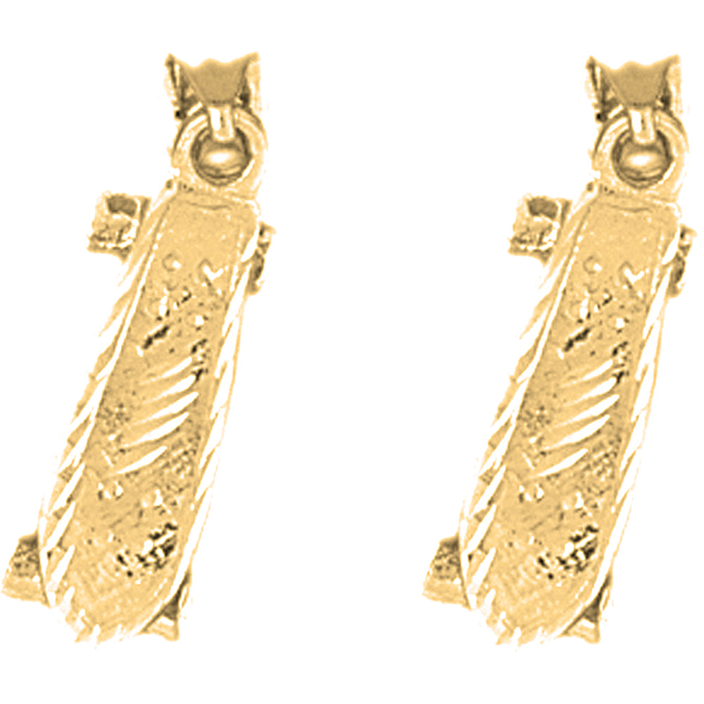 Yellow Gold-plated Silver 21mm 3D Skate Board Earrings