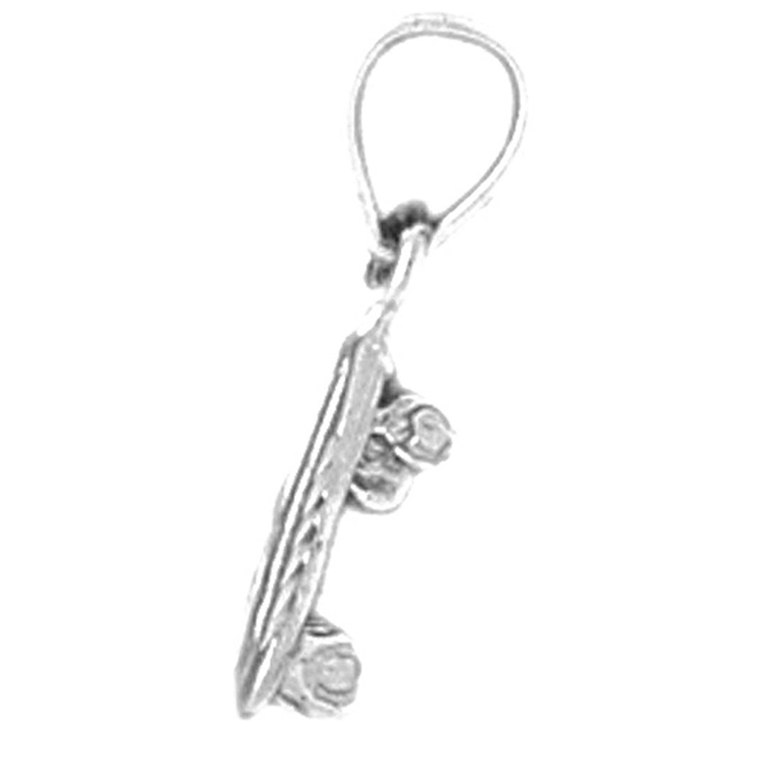 Sterling Silver 3D Skate Board Pendant