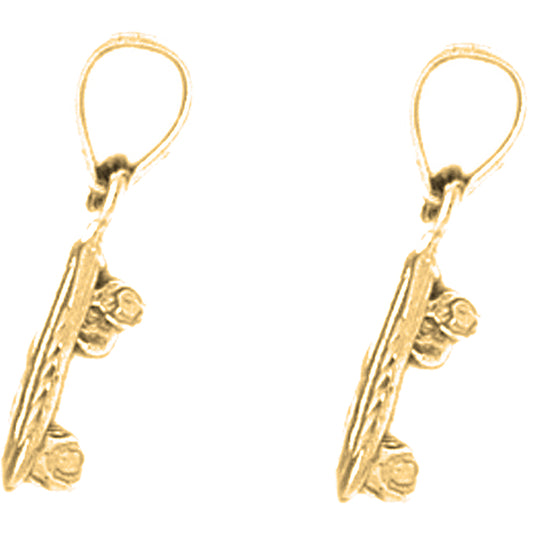 Yellow Gold-plated Silver 19mm 3D Skate Board Earrings