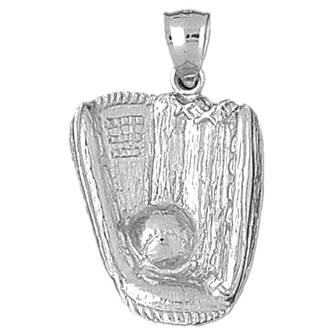 Sterling Silver Baseball Mit With Ball Pendant