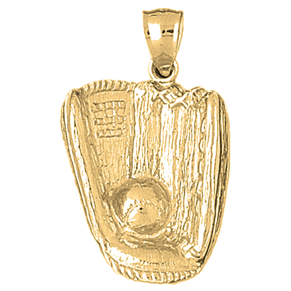 Yellow Gold-plated Silver Baseball Mit With Ball Pendant