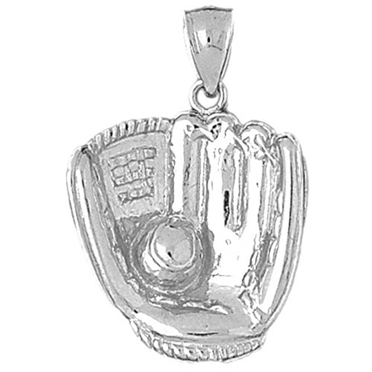 Sterling Silver Baseball Mit With Ball Pendant
