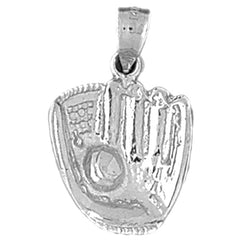 Sterling Silver Baseball Mit With Ball Pendant