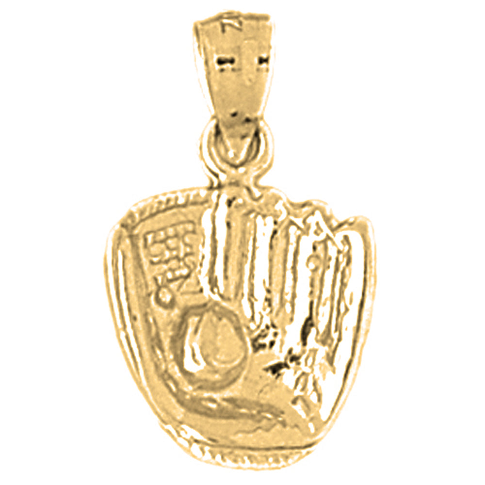 Yellow Gold-plated Silver Baseball Mit With Ball Pendant