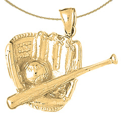 Baseballmütze aus Sterlingsilber mit Ballanhänger (rhodiniert oder gelbvergoldet)