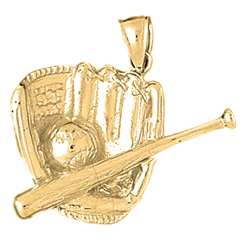 Yellow Gold-plated Silver Baseball Mit With Ball Pendant