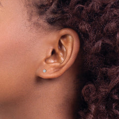 Inverness 14K White Gold 3mm Crystal Bezel Earrings
