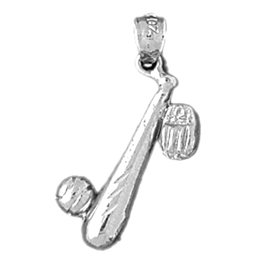 Sterling Silver Baseball Bat, Mitt, And Ball Pendant