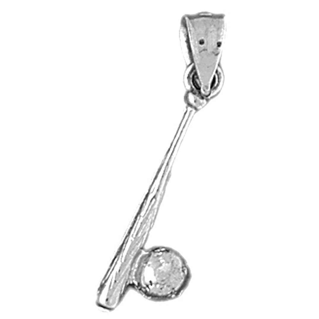 Sterling Silver Baseball Bat And Ball Pendant