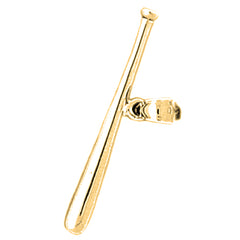 Yellow Gold-plated Silver Baseball Bat Pendant