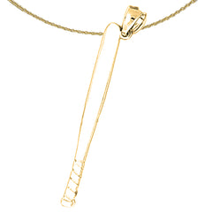 Sterling Silver Baseball Bat Pendant (Rhodium or Yellow Gold-plated)