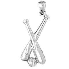 Sterling Silver Baseball Bats With Ball Pendant