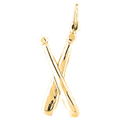 Yellow Gold-plated Silver Baseball Bats Pendant