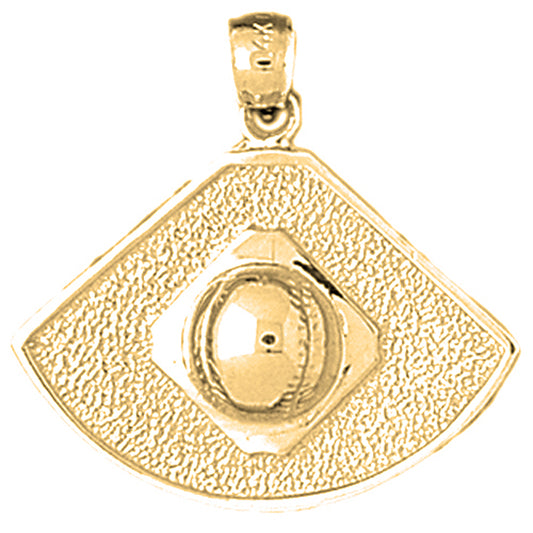 Yellow Gold-plated Silver Baseball Diamond Pendant