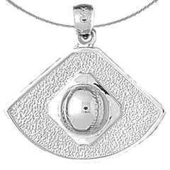 Sterling Silver Baseball Diamond Pendant (Rhodium or Yellow Gold-plated)