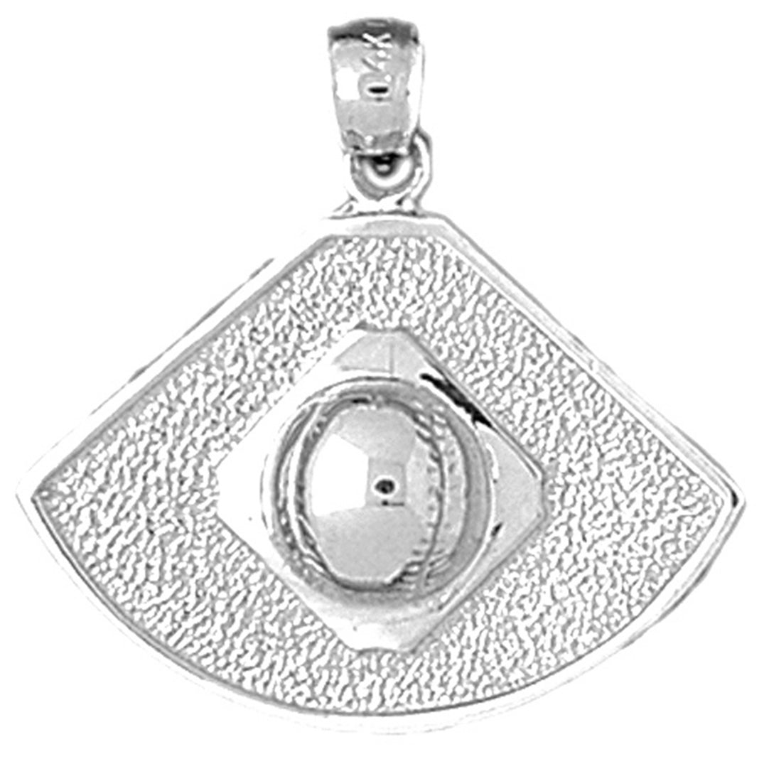 Sterling Silver Baseball Diamond Pendant