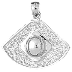 Sterling Silver Baseball Diamond Pendant