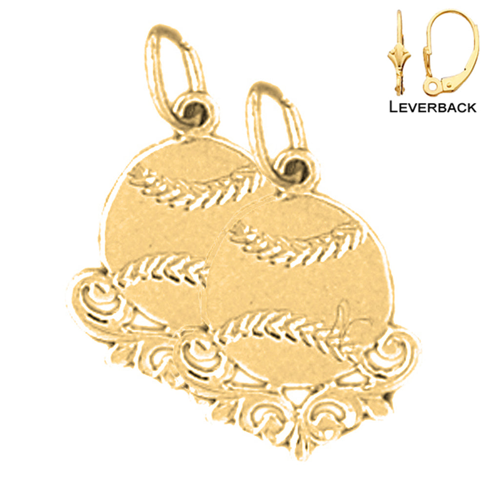 14K or 18K Gold Baseball Earrings