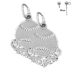 Sterling Silver 19mm Baseball Earrings (White or Yellow Gold Plated)