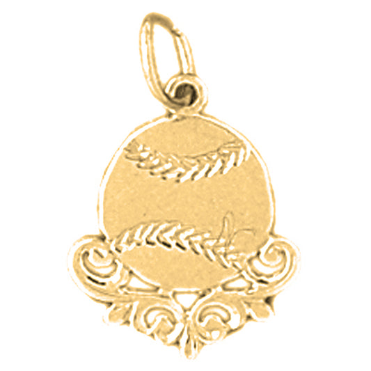 Yellow Gold-plated Silver Baseball Pendant