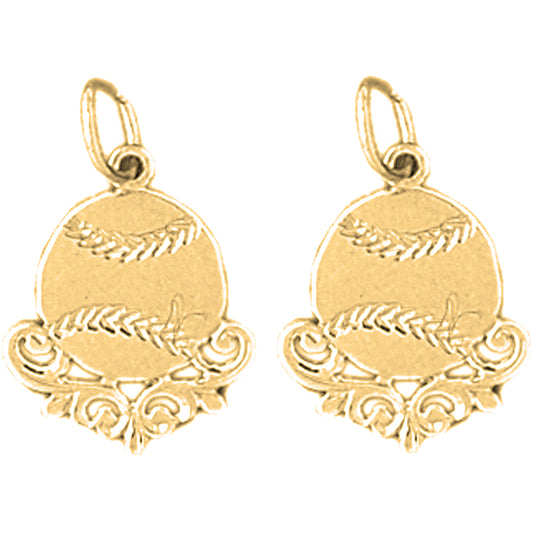 Yellow Gold-plated Silver 19mm Baseball Earrings