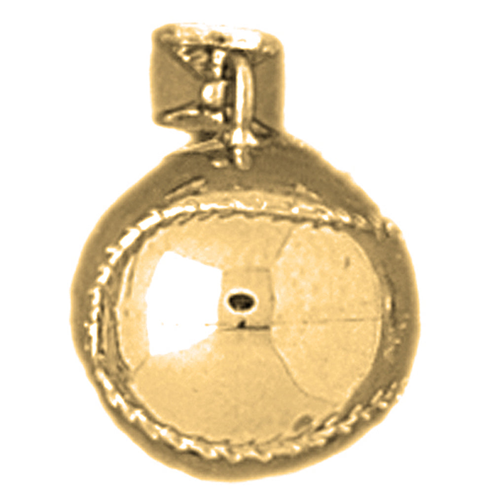 Yellow Gold-plated Silver 3D Baseball Pendant