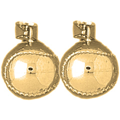 14K or 18K Gold 15mm 3D Baseball Earrings