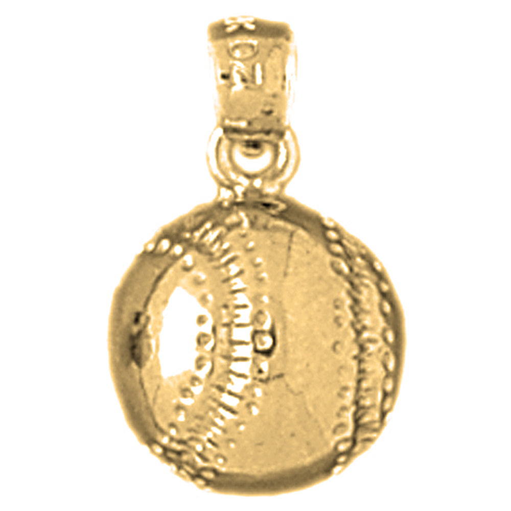 Yellow Gold-plated Silver Baseball Pendant