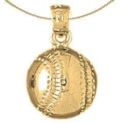 Sterling Silver Baseball Pendant (Rhodium or Yellow Gold-plated)