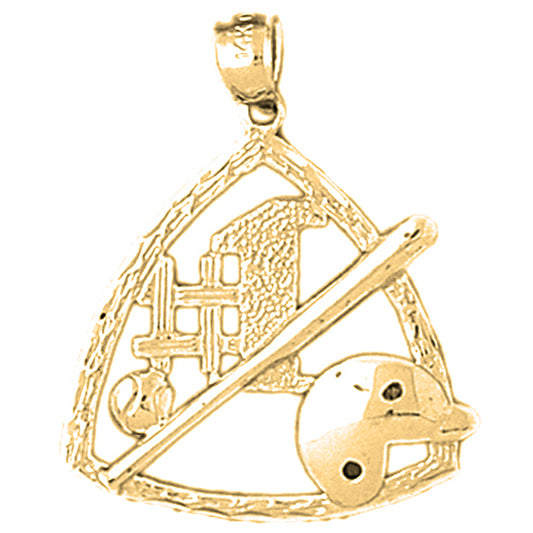 Yellow Gold-plated Silver Baseball Diamond Pendant