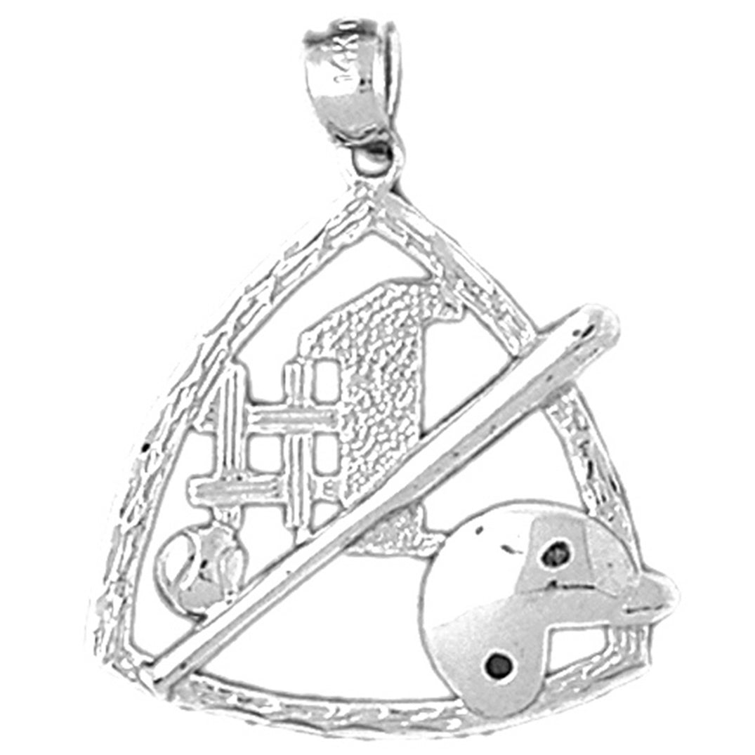 Sterling Silver Baseball Diamond Pendant