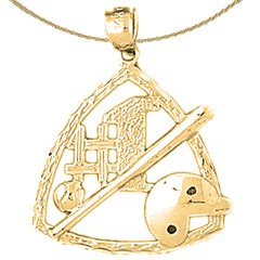 Sterling Silver Baseball Diamond Pendant (Rhodium or Yellow Gold-plated)