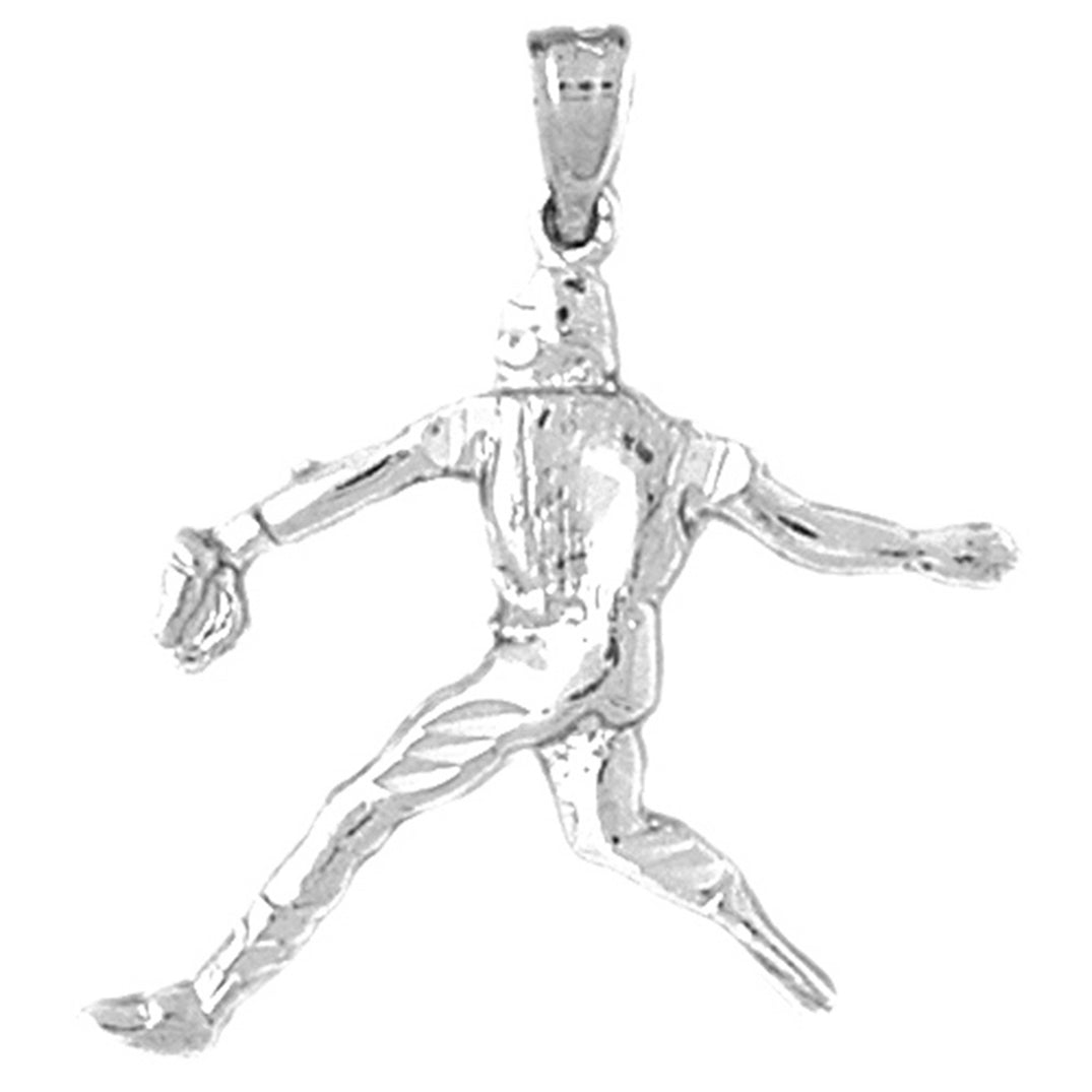 Sterling Silver Baseball Player Pendant