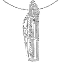 Sterling Silver Golf Bag Pendant (Rhodium or Yellow Gold-plated)