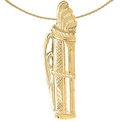 Sterling Silver Golf Bag Pendant (Rhodium or Yellow Gold-plated)