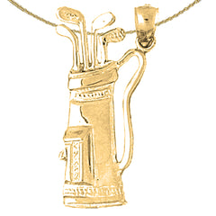 Sterling Silver Golf Bag Pendant (Rhodium or Yellow Gold-plated)